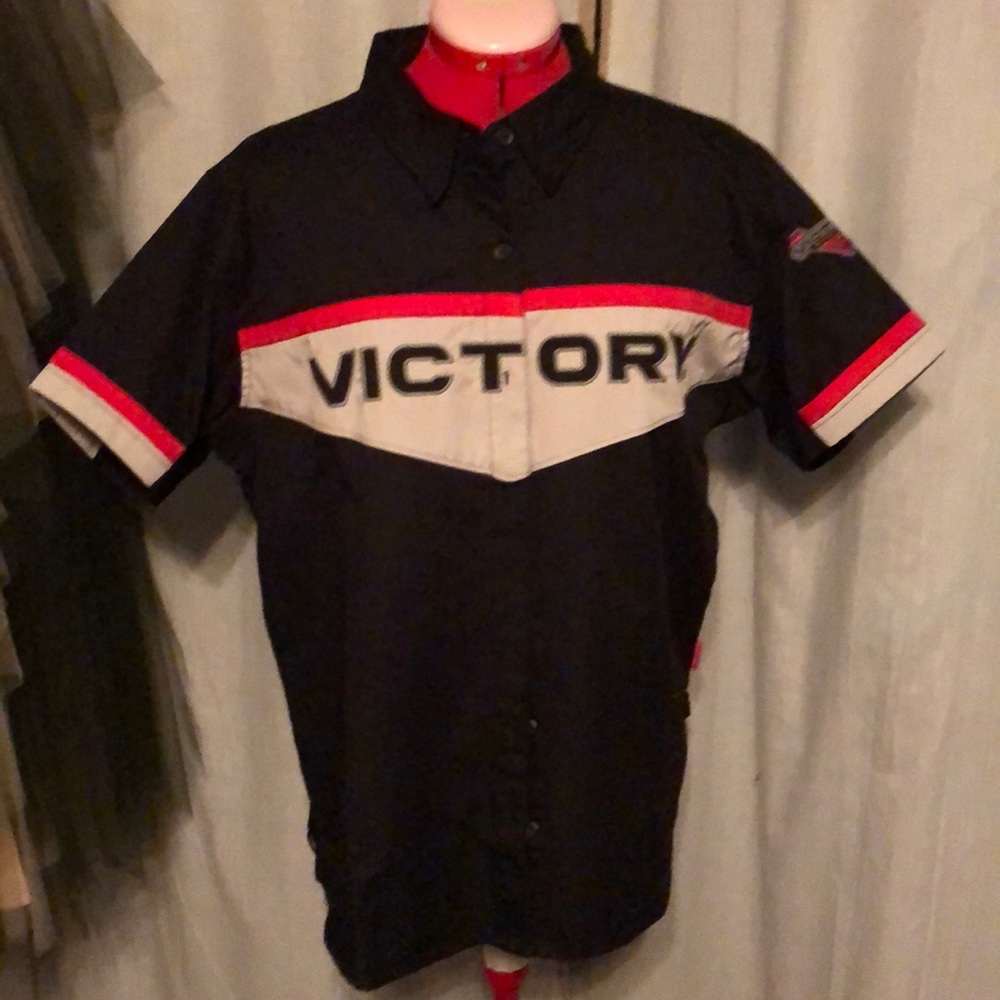Victory button down top